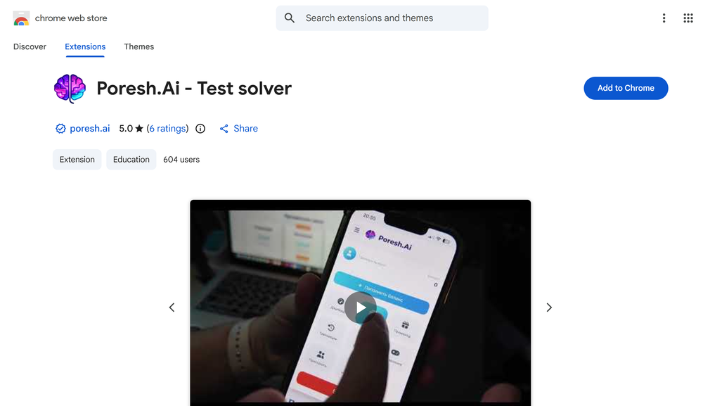 Poresh.Ai extension in the Chrome Web Store