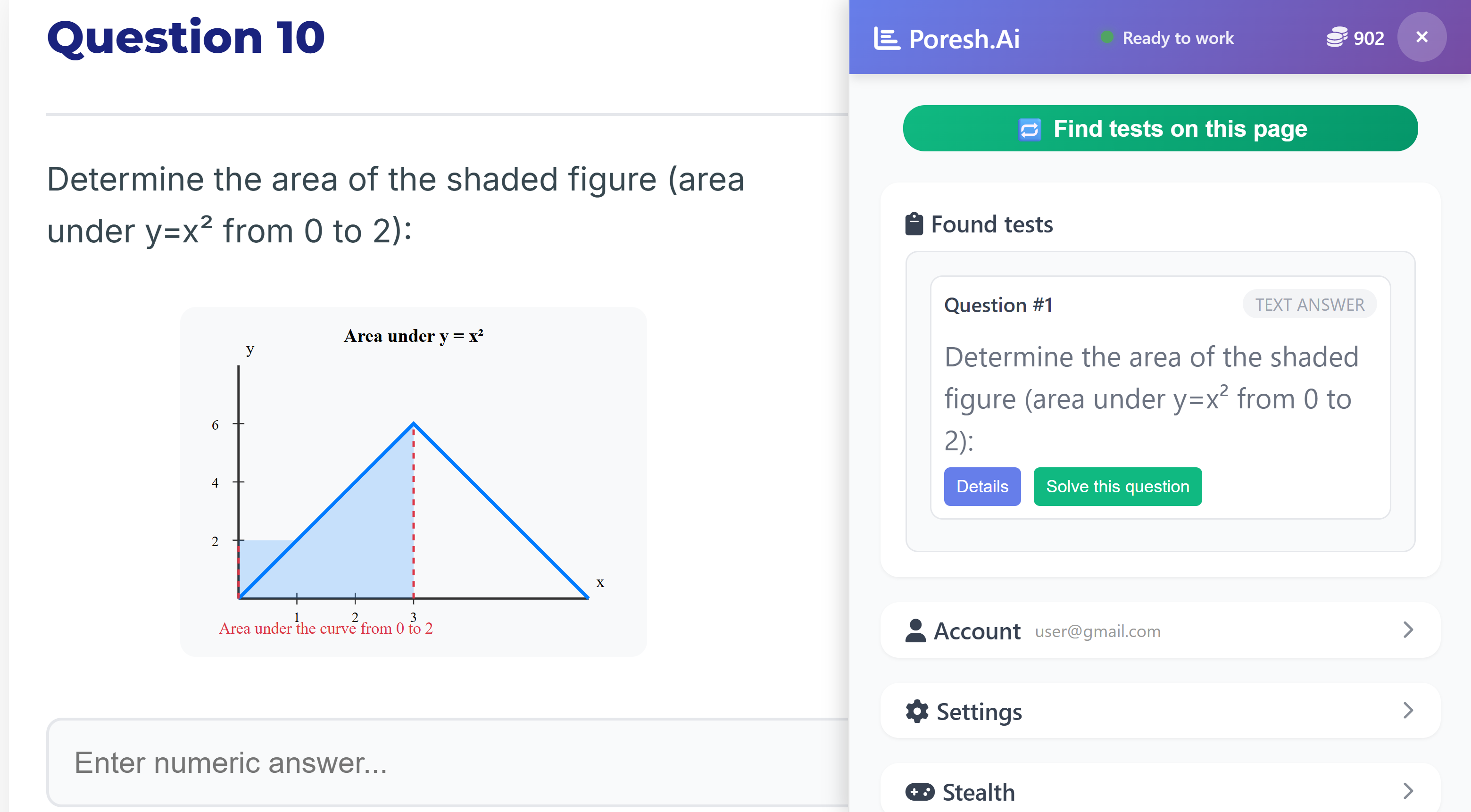 Poresh.Ai extension detected a test on the page